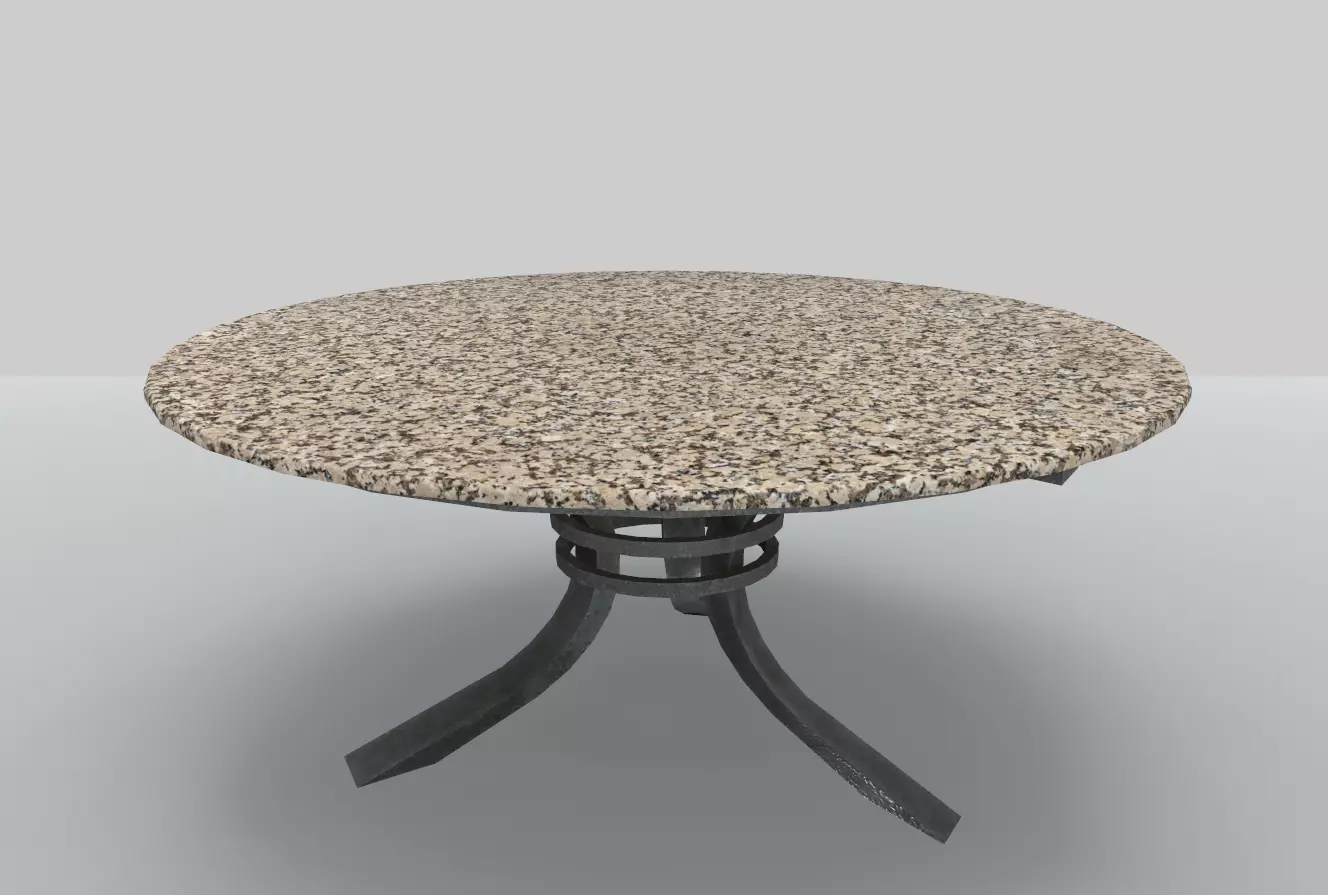 Round Marble Table 5 PBR Low-poly 3D model_0