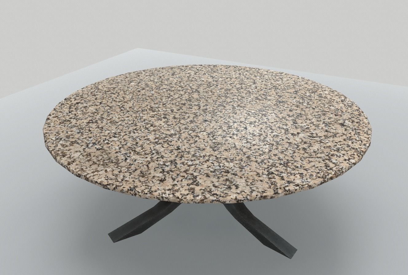 Round Marble Table 5 PBR Low-poly 3D model_2