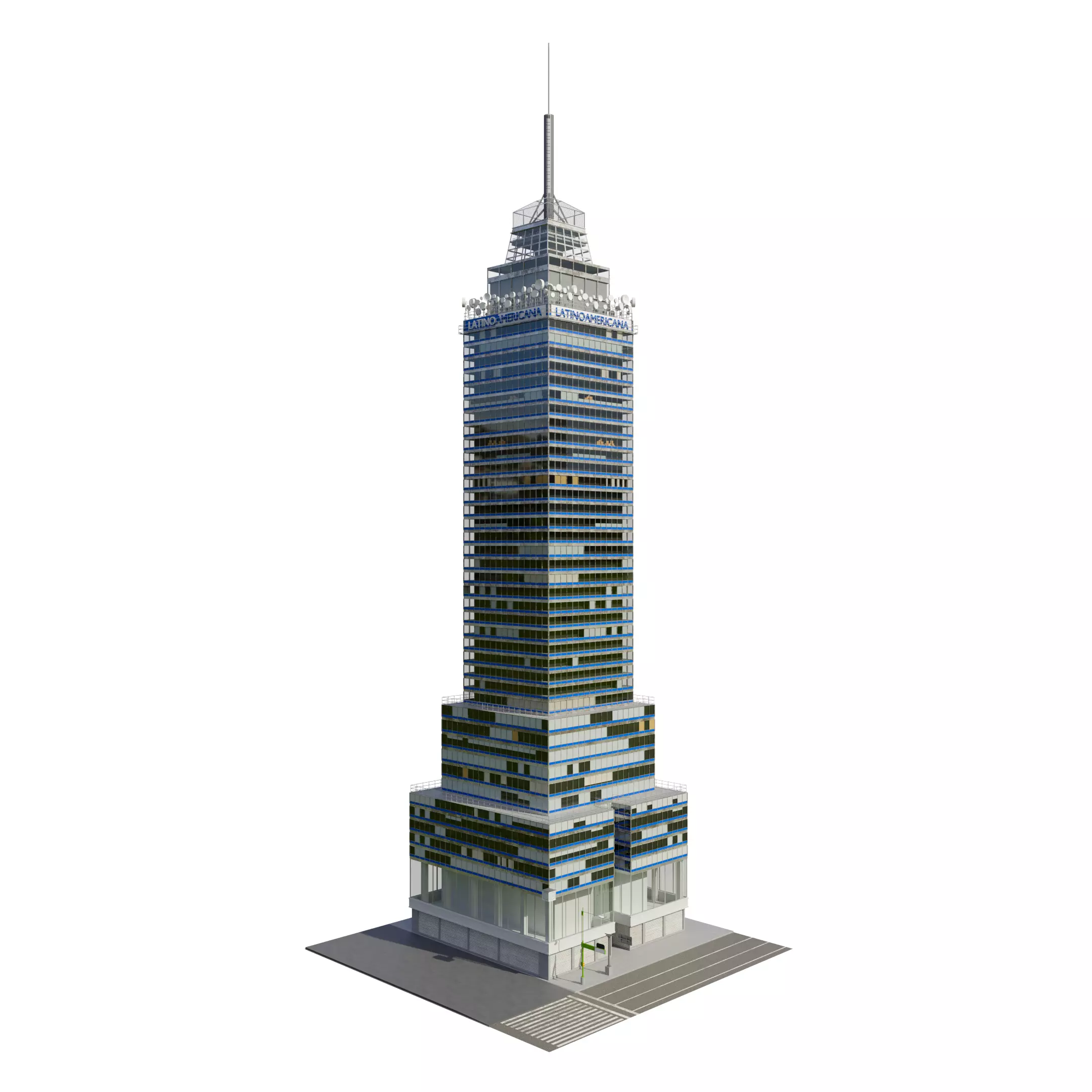 Torre Latinoamericana Low-poly 3D model_0