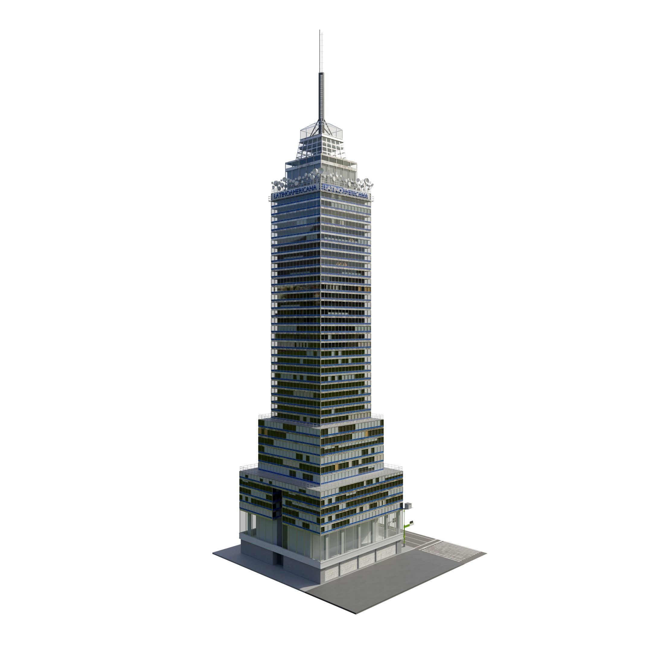 Torre Latinoamericana Low-poly 3D model_4