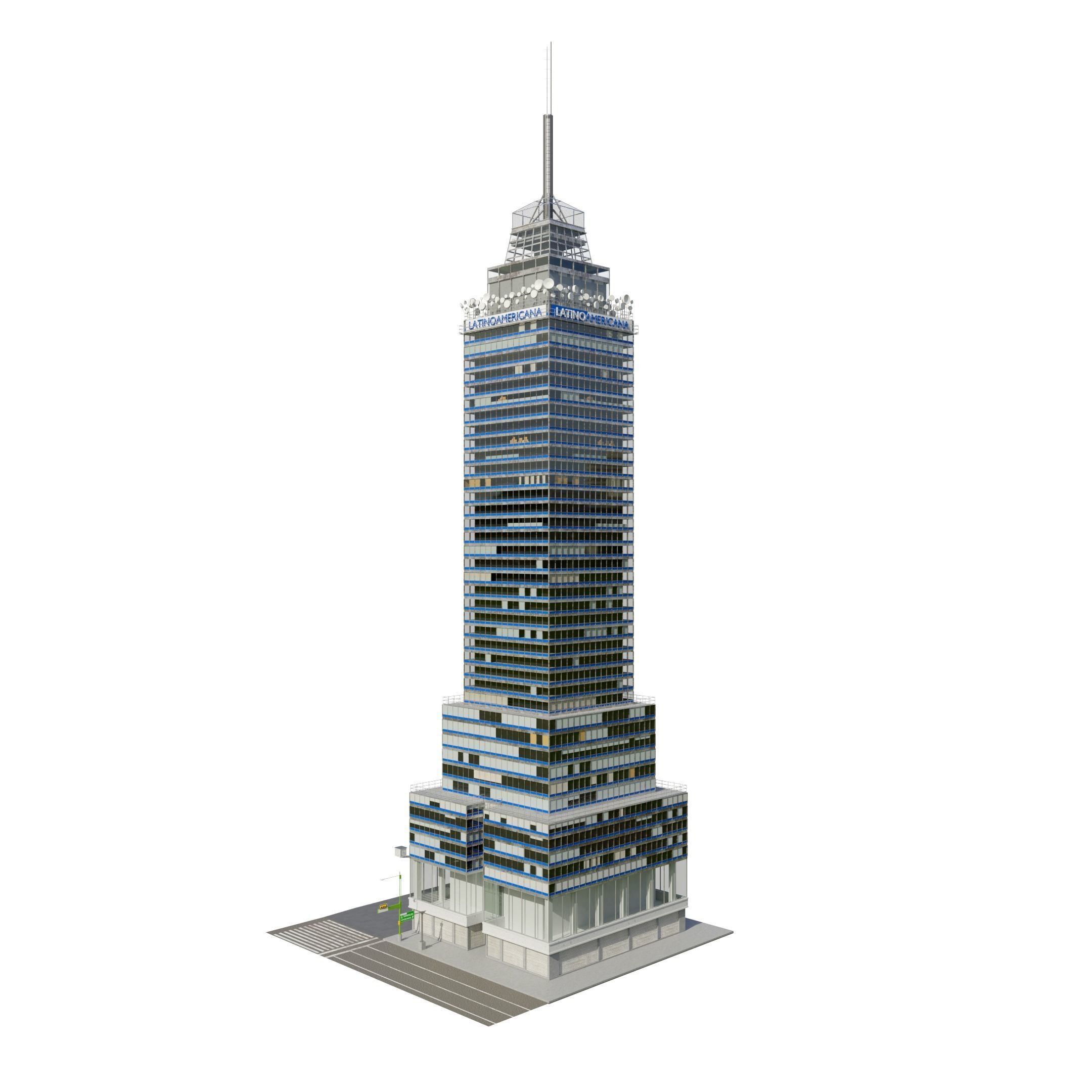 Torre Latinoamericana Low-poly 3D model_2