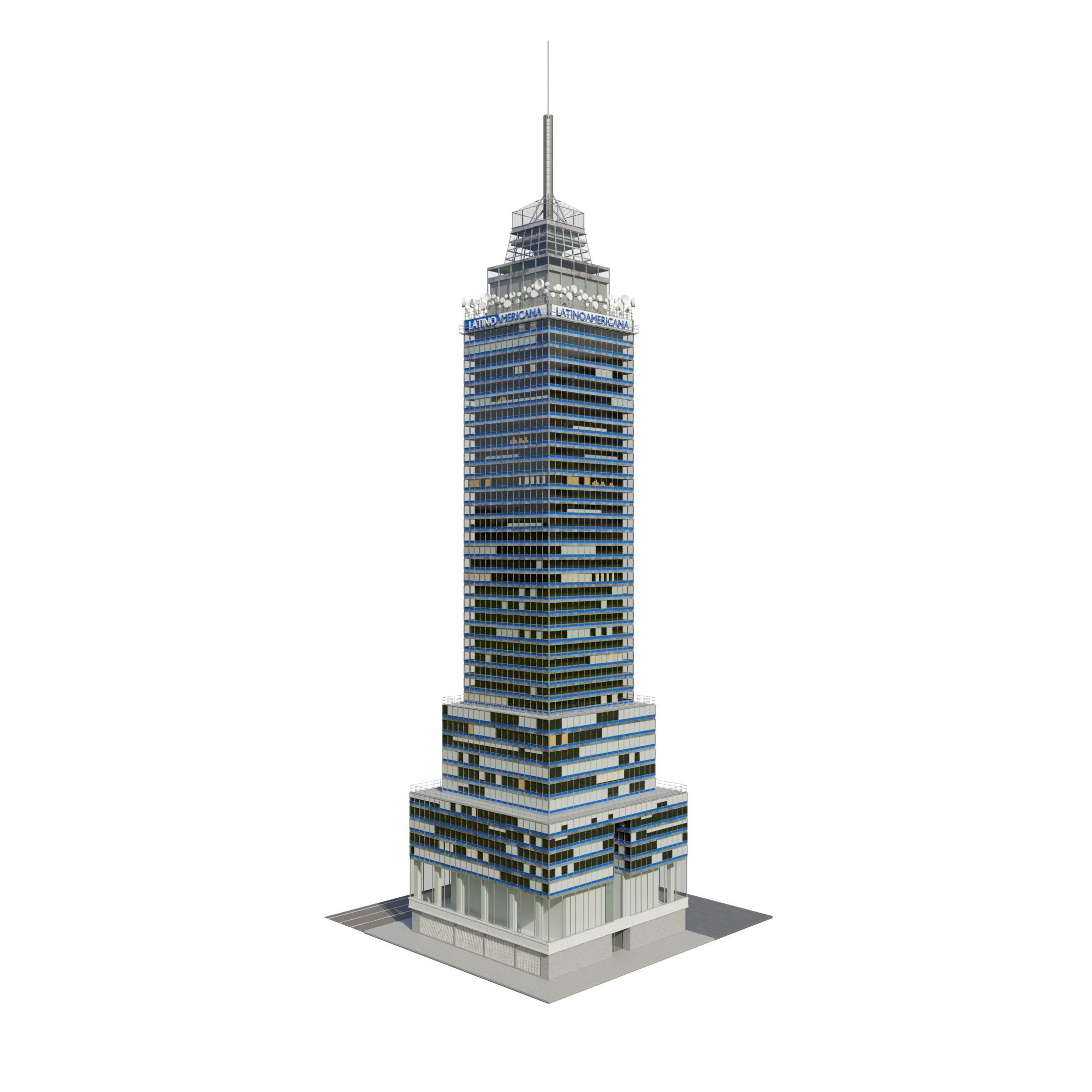 Torre Latinoamericana Low-poly 3D model_3