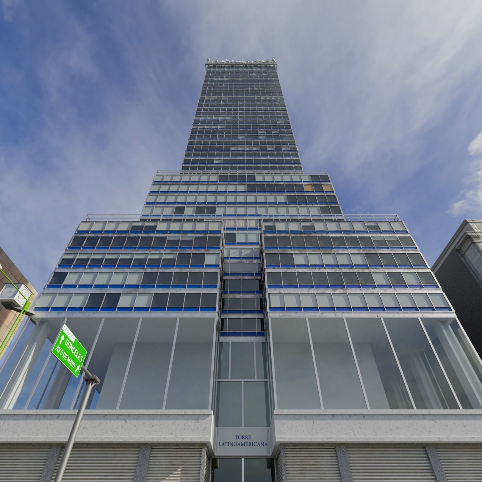 Torre Latinoamericana Low-poly 3D model_6