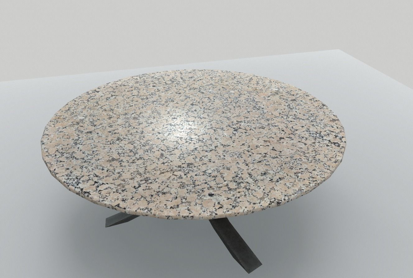 Round Marble Table 6 PBR Low-poly 3D model_2