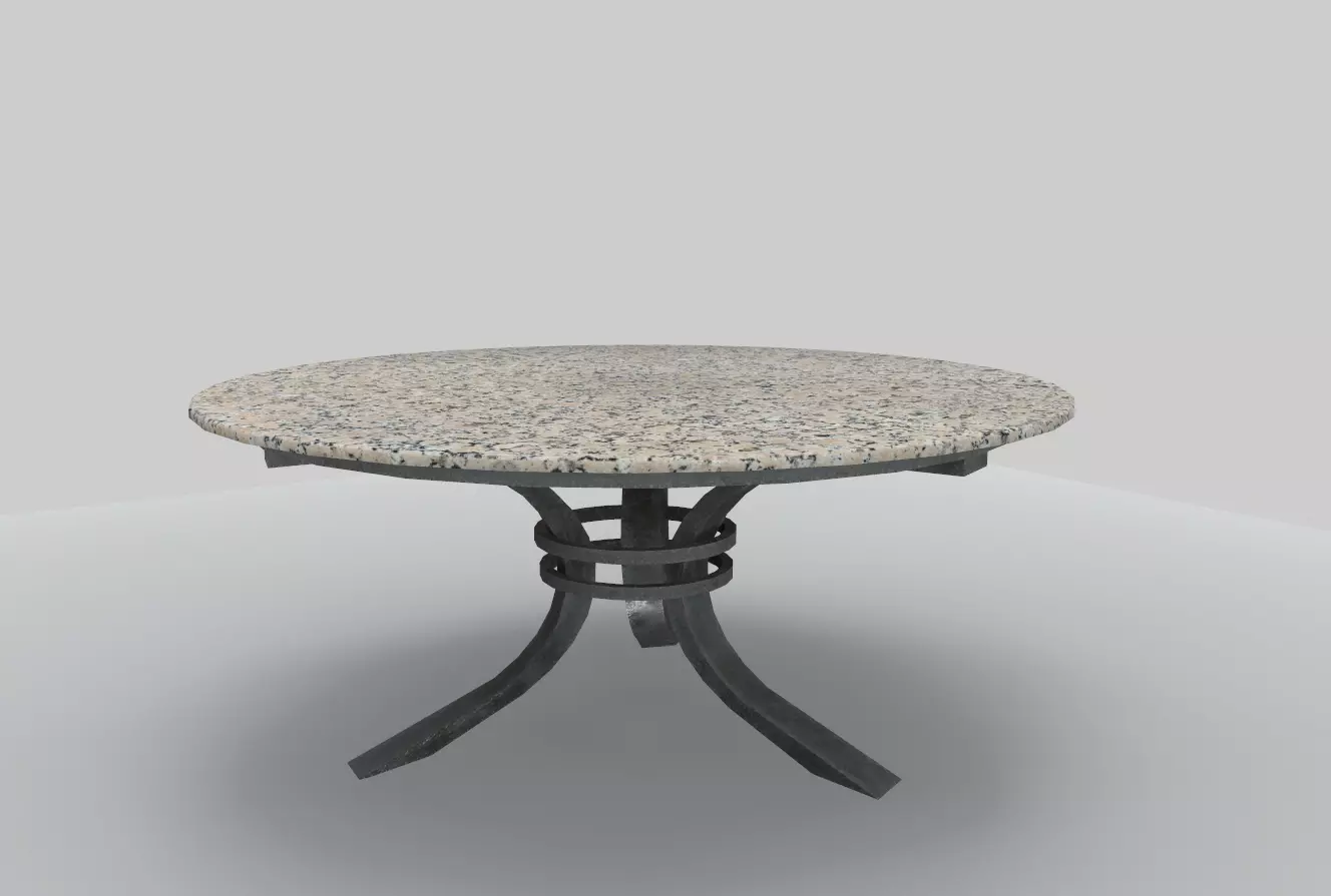 Round Marble Table 6 PBR Low-poly 3D model_0
