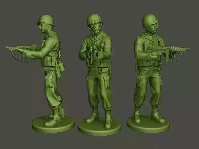 American soldier ww2 Shoot middle A2 3D print model