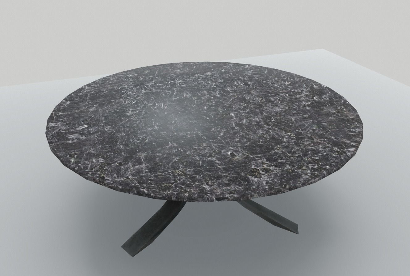 Round Marble Table 7 PBR Low-poly 3D model_2