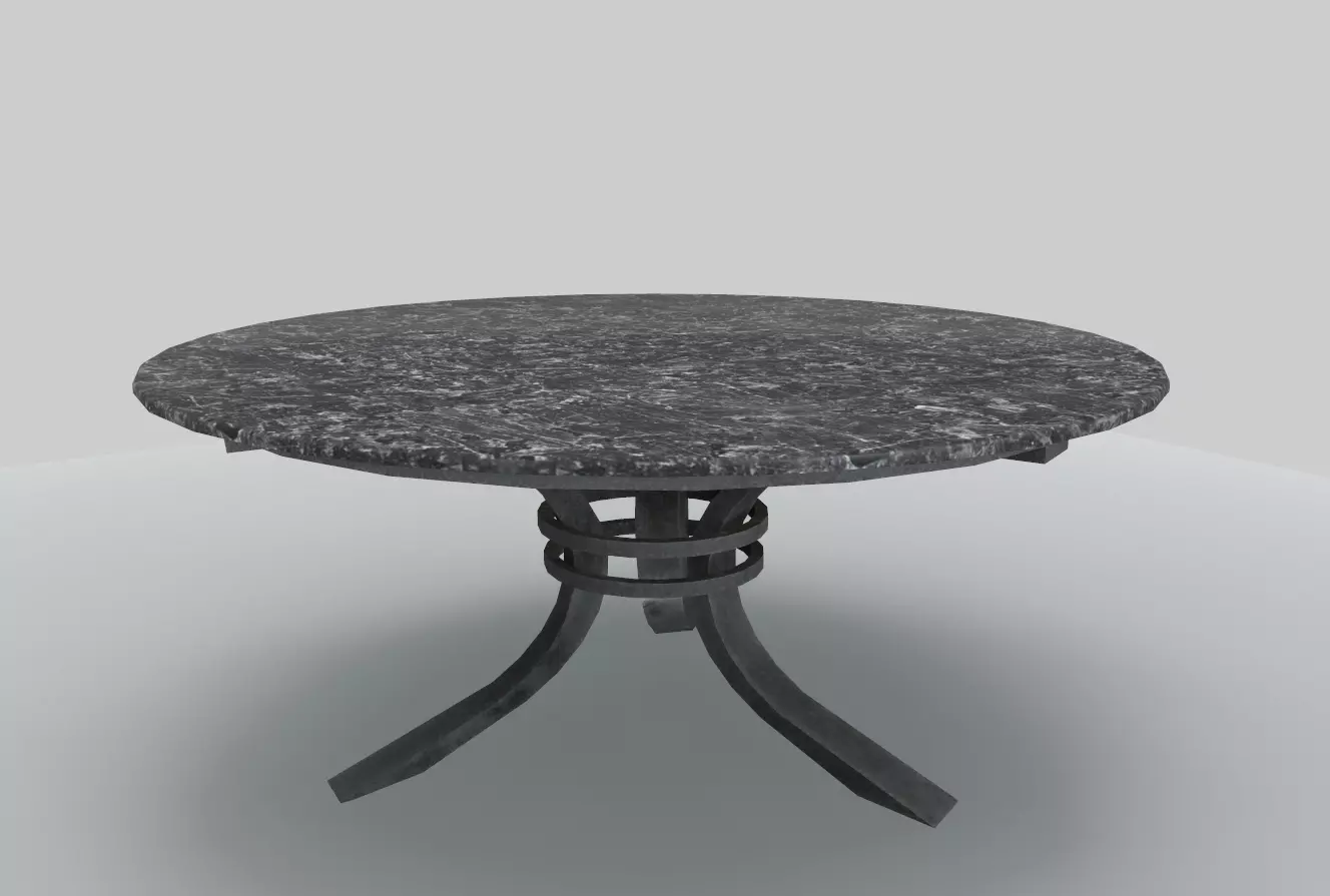 Round Marble Table 7 PBR Low-poly 3D model_0