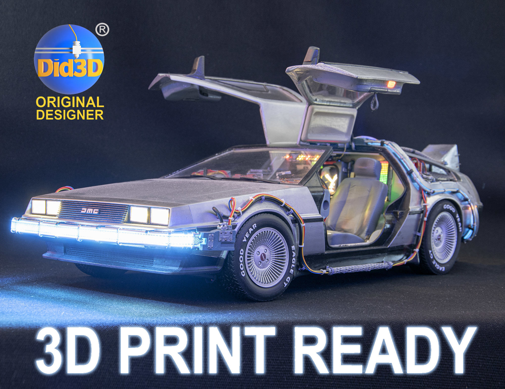 DELOREAN HQ Special 3Dprint design 1-8 Scale 530mm 3D print model_0
