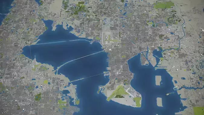Tampa Bay Low-poly 3D model