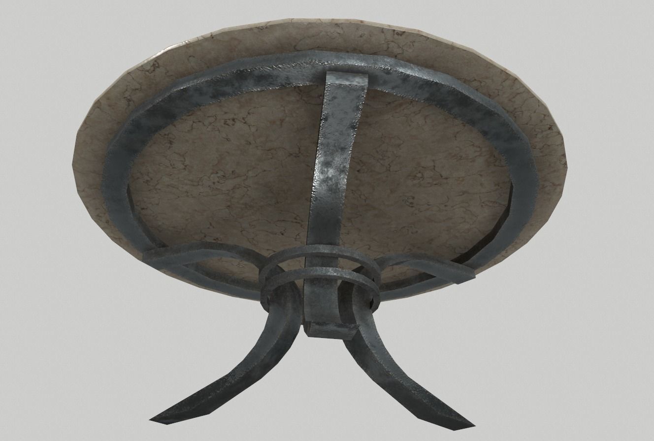 Round Marble Table 8 PBR Low-poly 3D model_3