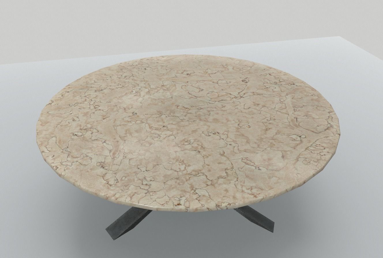 Round Marble Table 8 PBR Low-poly 3D model_2