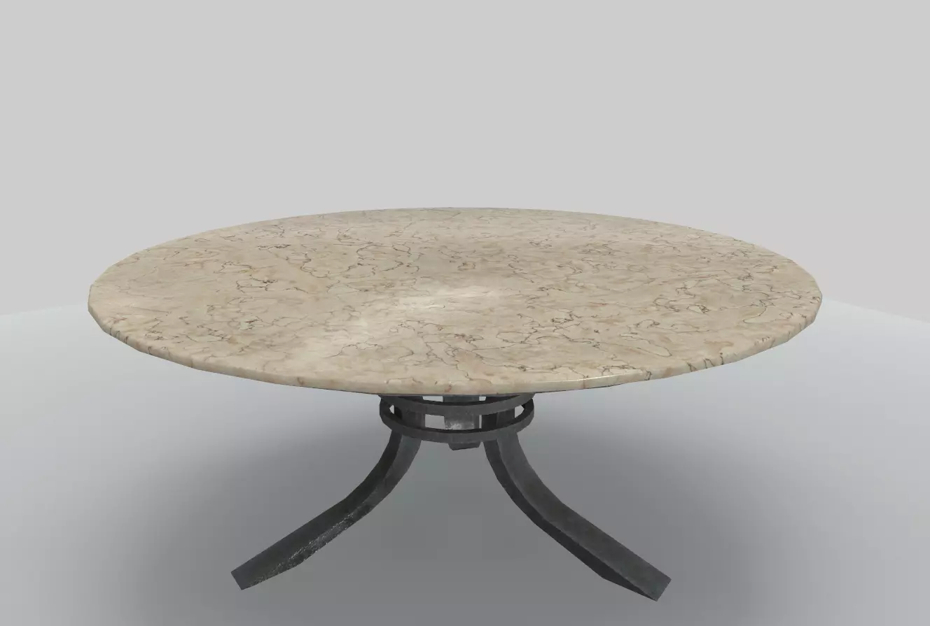 Round Marble Table 8 PBR Low-poly 3D model_0