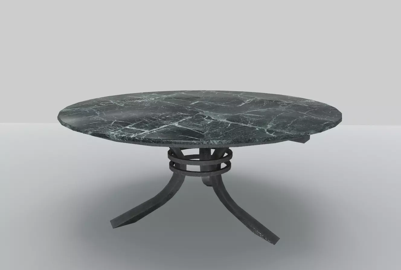 Round Marble Table 9 PBR Low-poly 3D model_0