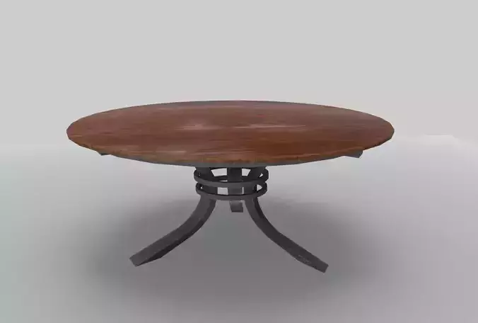 Round Wood Table 2 PBR Low-poly 3D model