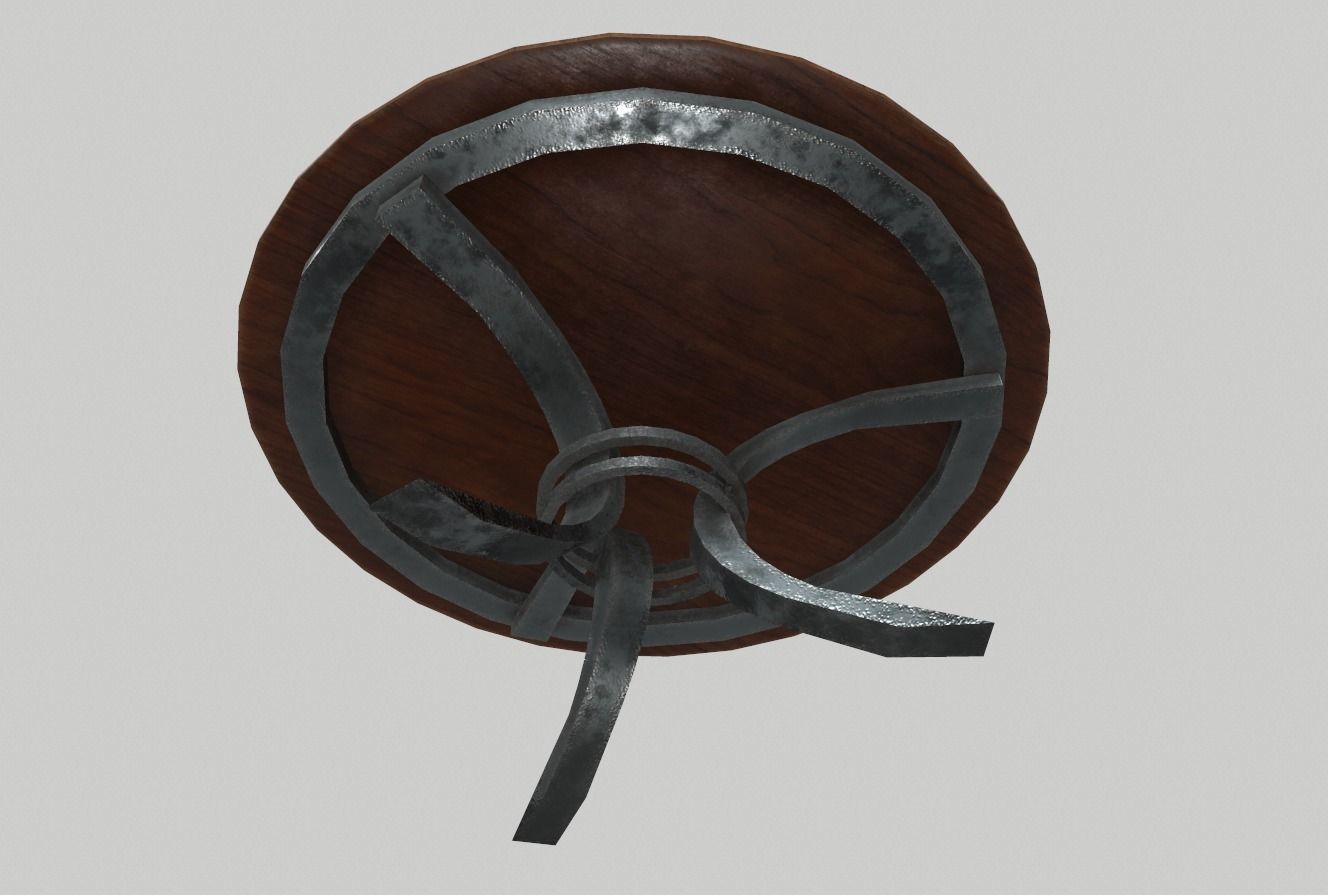 Round Wood Table 2 PBR Low-poly 3D model_3