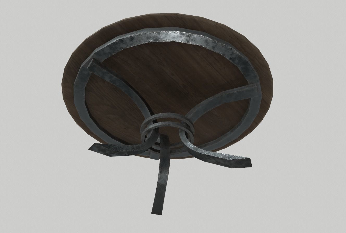 Round Wood Table 3 PBR Low-poly 3D model_3