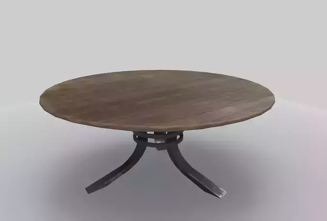 Round Wood Table 3 PBR Low-poly 3D model