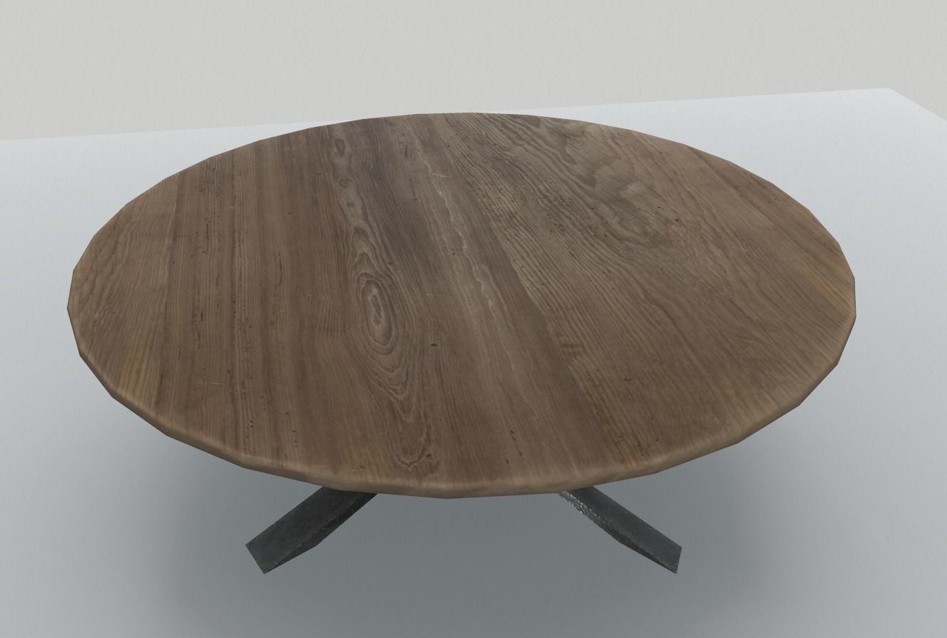 Round Wood Table 3 PBR Low-poly 3D model_2