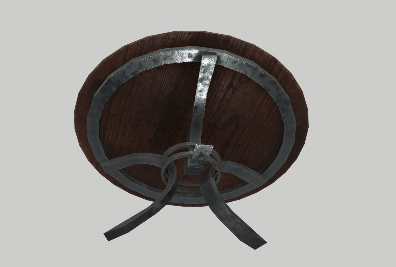Round Wood Table 4 PBR Low-poly 3D model_3