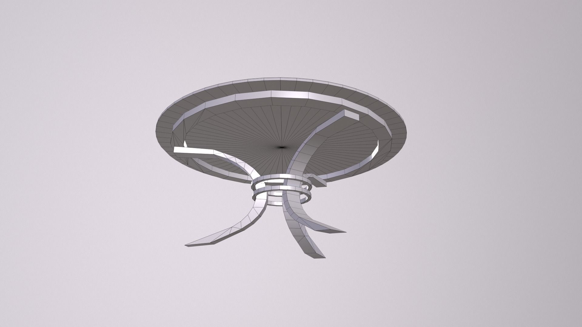 Round Wood Table 4 PBR Low-poly 3D model_5