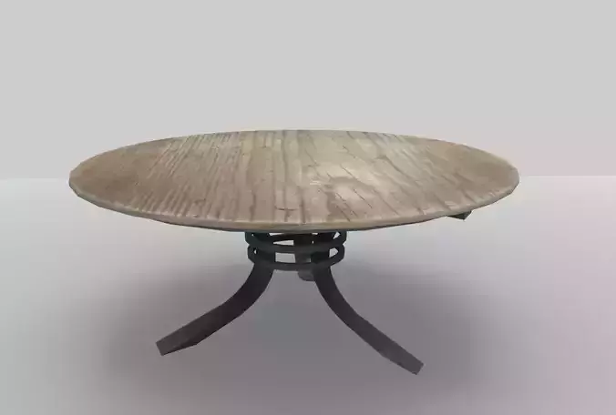 Round Wood Table 5 PBR Low-poly 3D model
