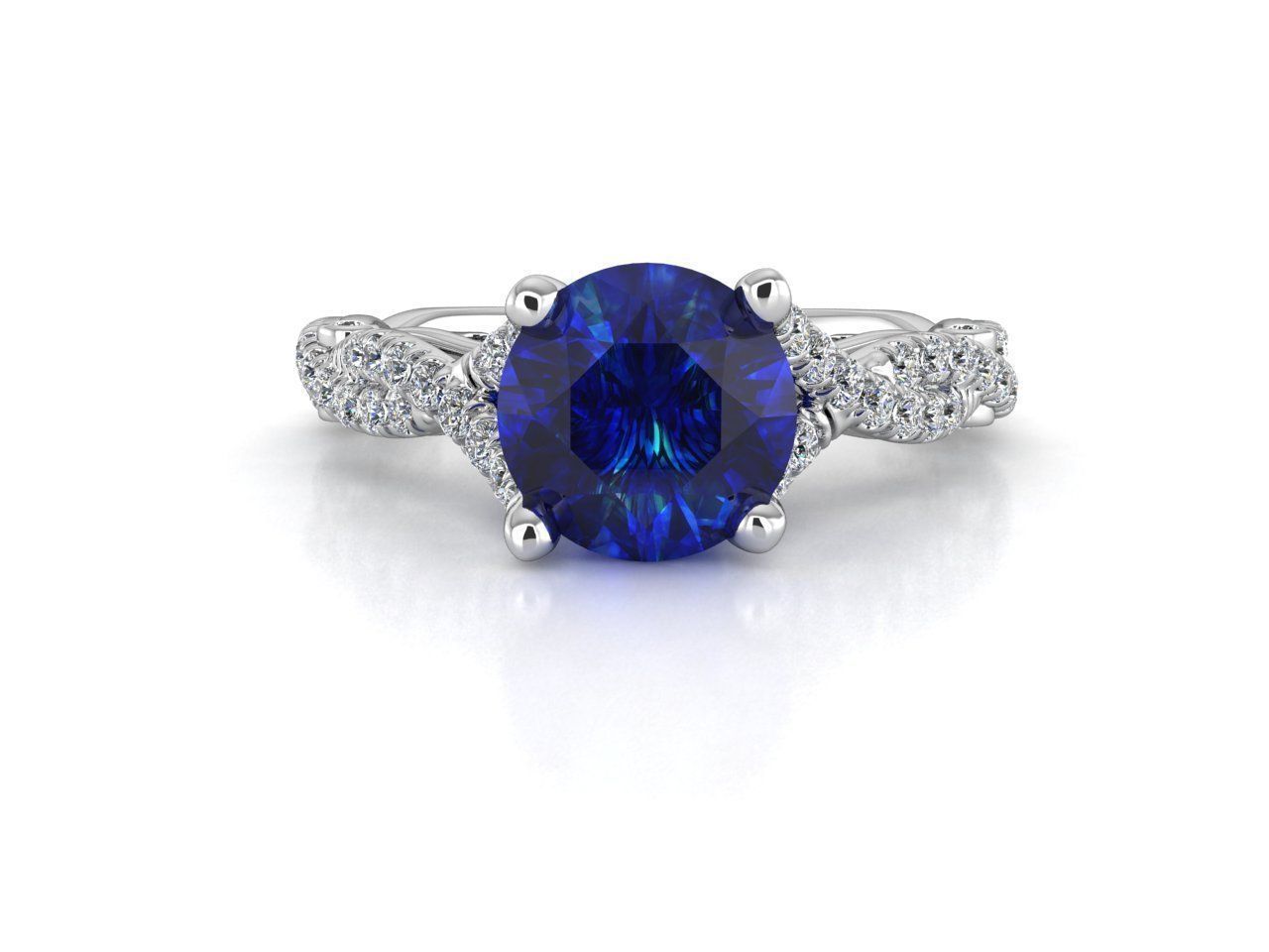 ZNV004 sapphire and diamond engagement ring 3D print model_2