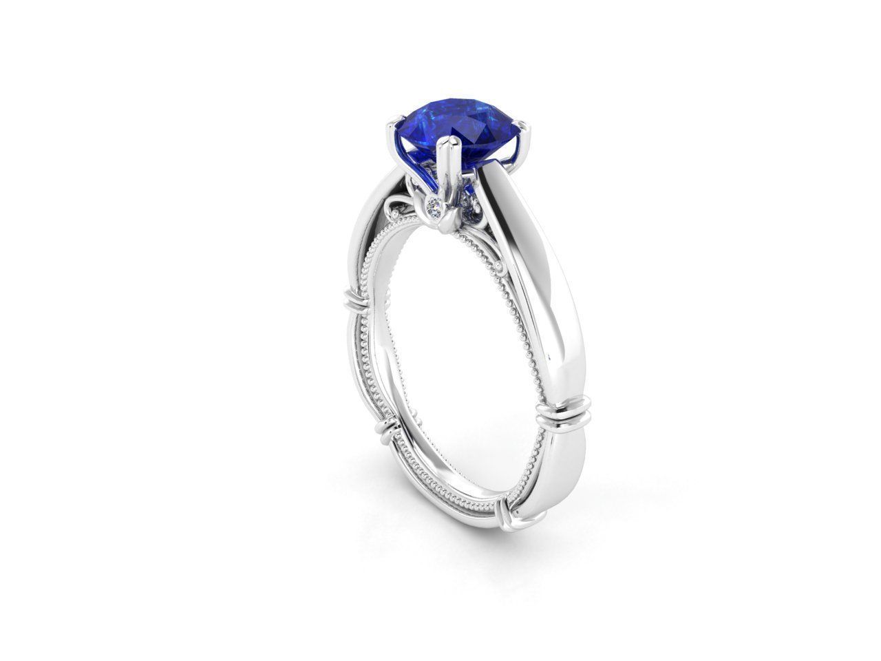 ZNV005 sapphire engagement ring 3D print model_1