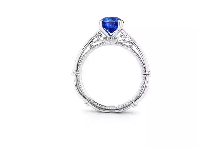 ZNV005 sapphire engagement ring 3D print model
