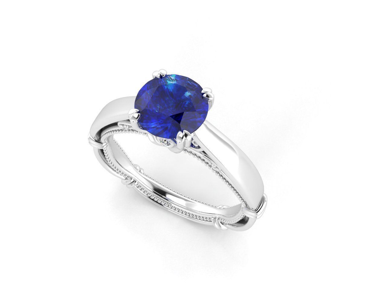 ZNV005 sapphire engagement ring 3D print model_2