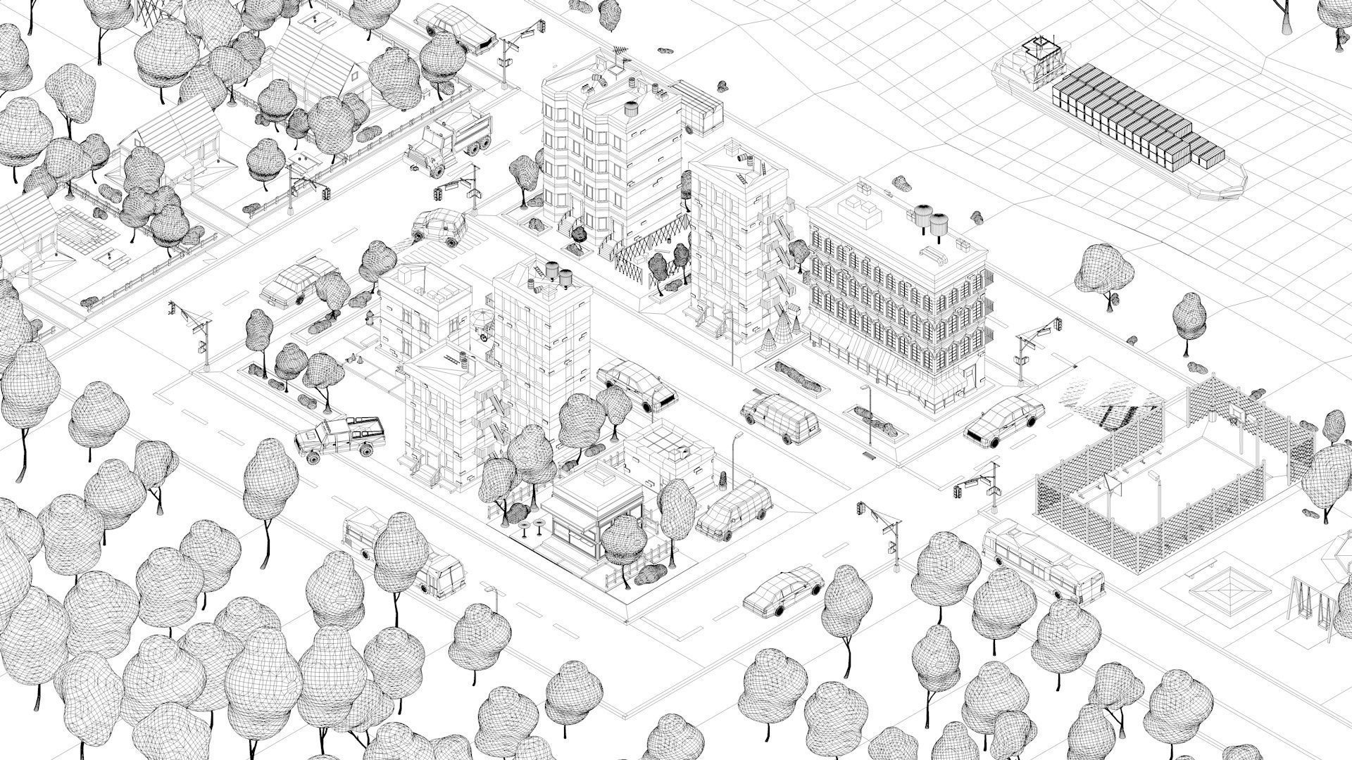 Cartoon Low Poly American Dream City Pack Low-poly 3D model_14