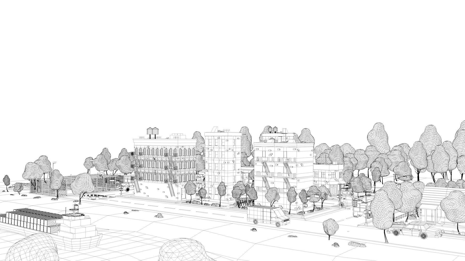 Cartoon Low Poly American Dream City Pack Low-poly 3D model_15