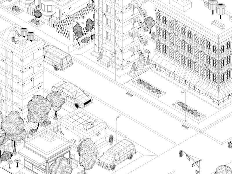 Cartoon Low Poly American Dream City Pack Low-poly 3D model_18