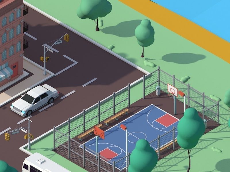 Cartoon Low Poly American Dream City Pack Low-poly 3D model_6