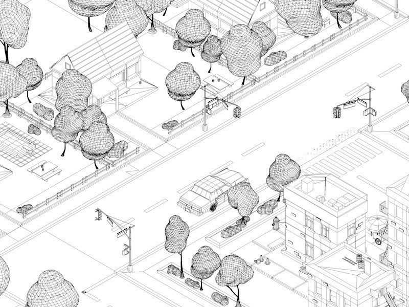 Cartoon Low Poly American Dream City Pack Low-poly 3D model_17