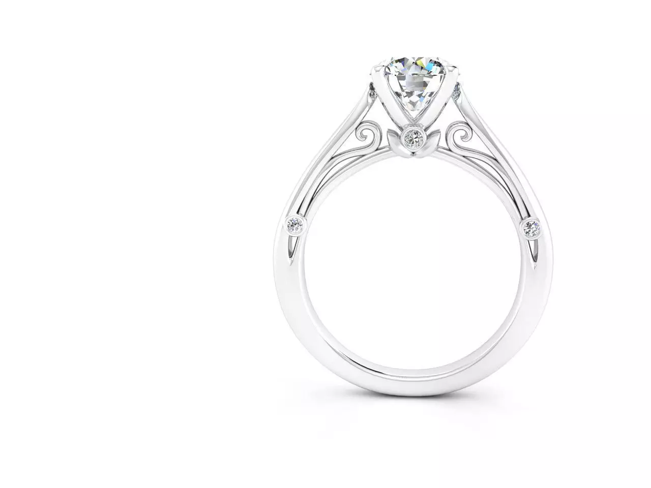 ZNV006 solitaire engagement ring gold 3D print model_0