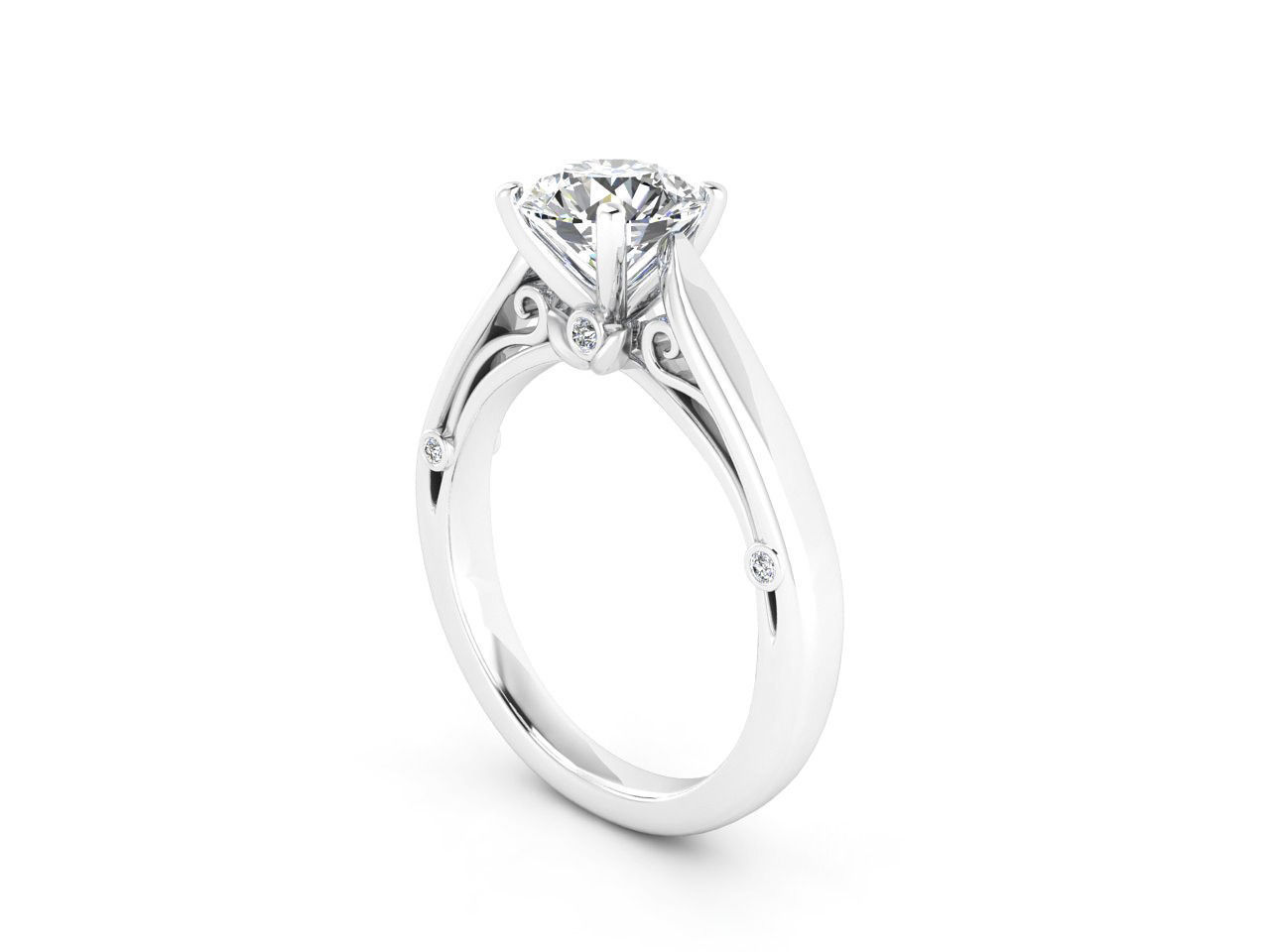 ZNV006 solitaire engagement ring gold 3D print model_1