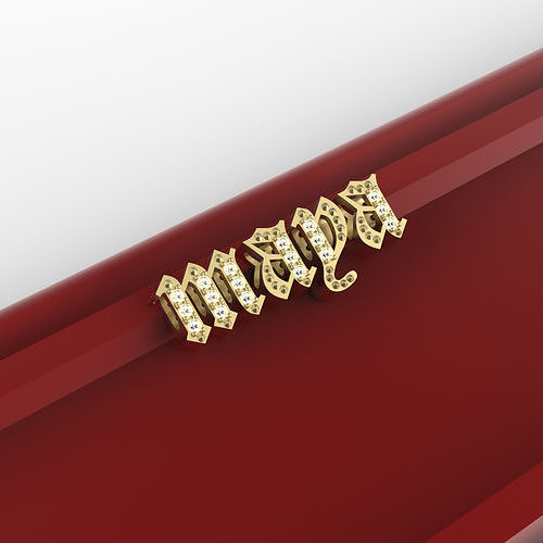 6mm Old English maya initial slider 3D print model