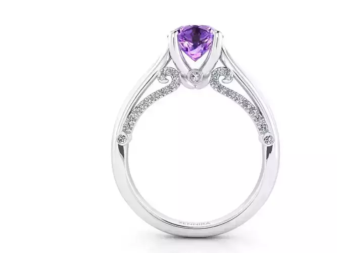 ZNV007 amethyst and diamond engagement ring
