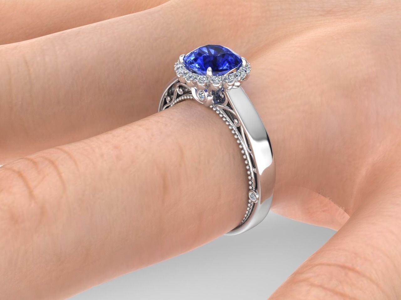 ZNV008 tanzanite engagement ring 3D print model_0