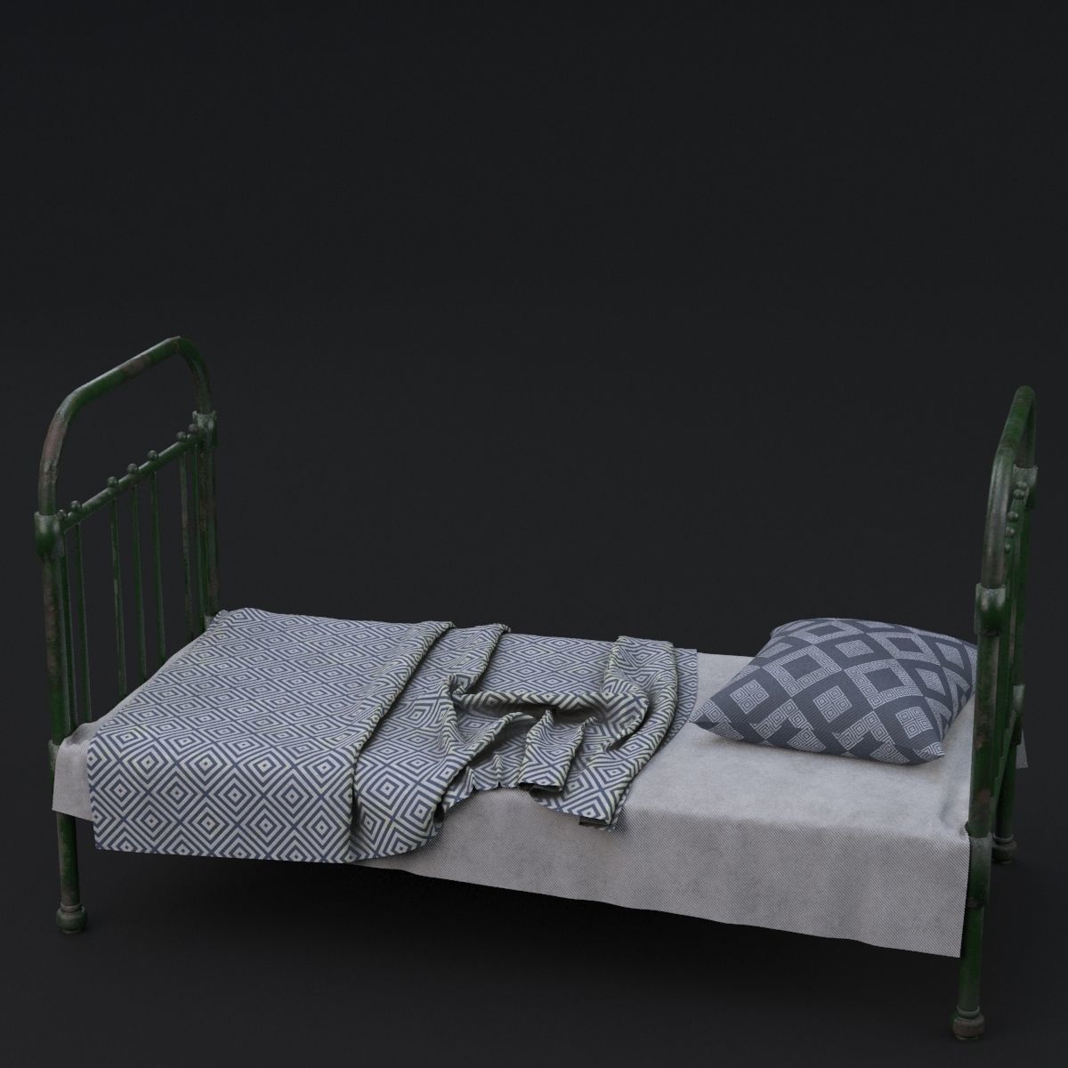 Old bed 3D model_3