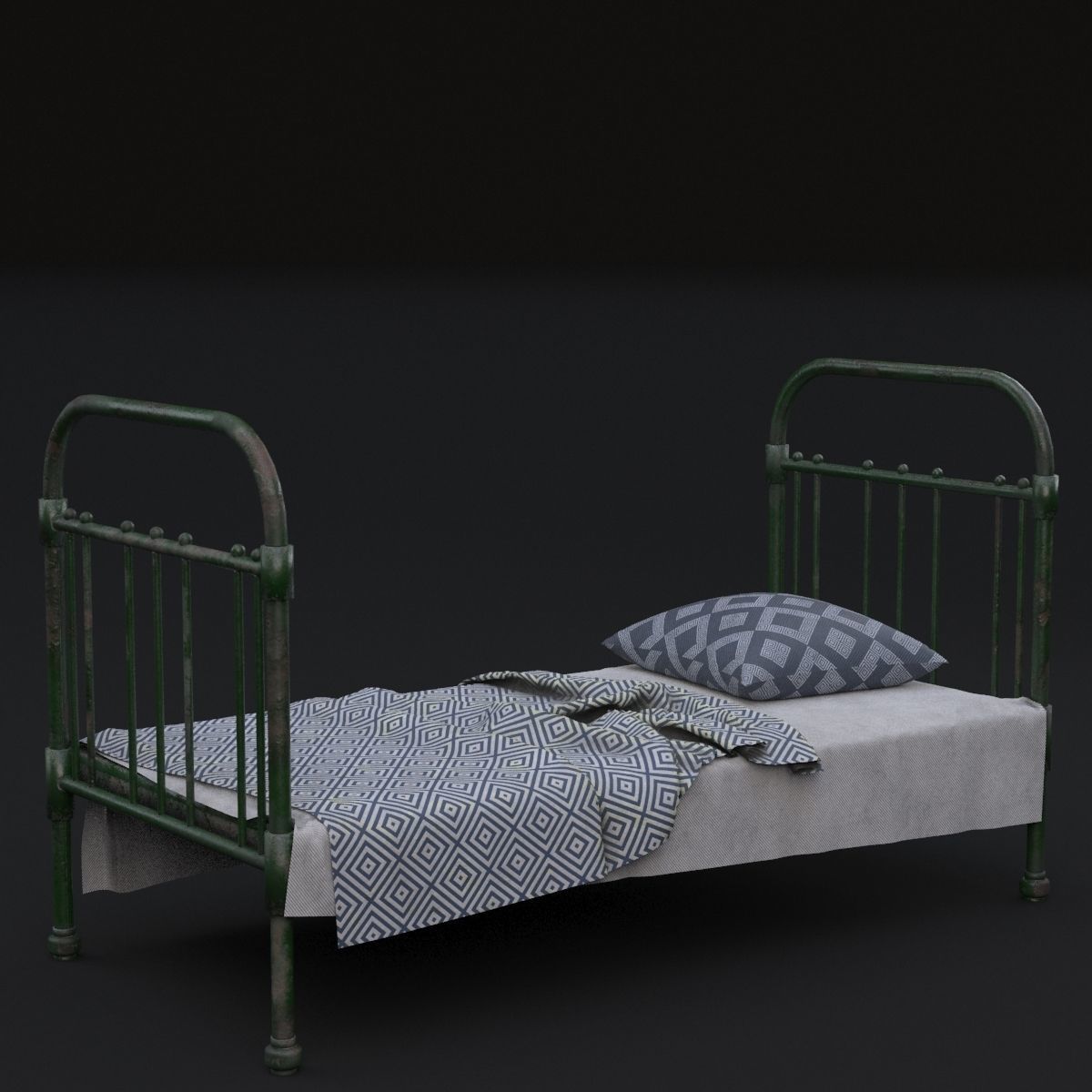 Old bed 3D model_4
