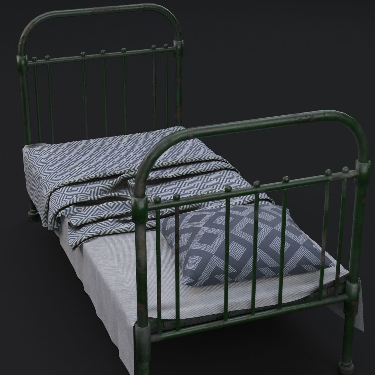 Old bed 3D model_7