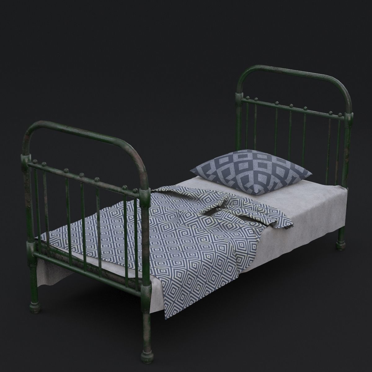 Old bed 3D model_2