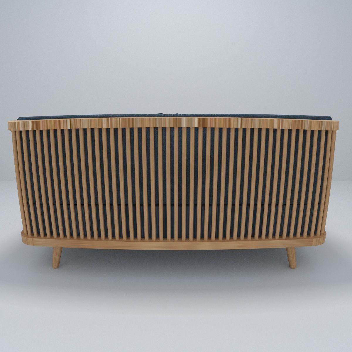 Modern Wood Sofa model Low-poly 3D model_2