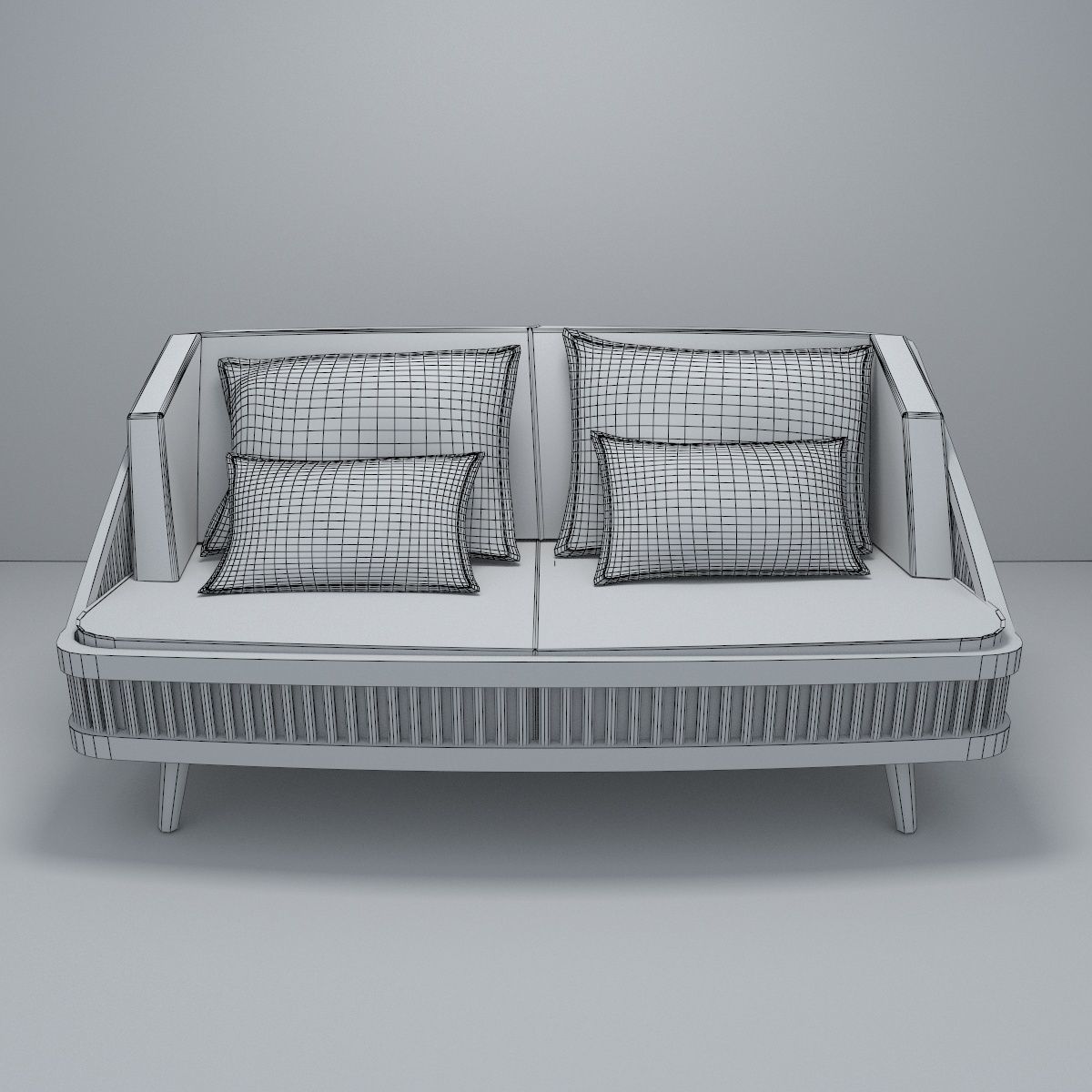 Modern Wood Sofa model Low-poly 3D model_6