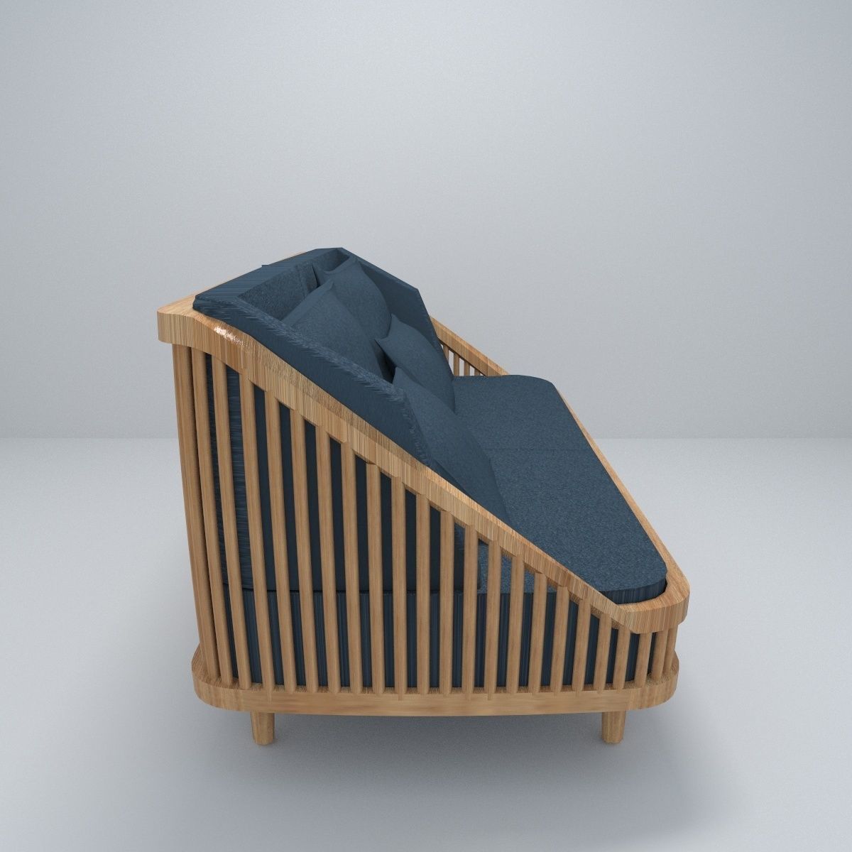 Modern Wood Sofa model Low-poly 3D model_4