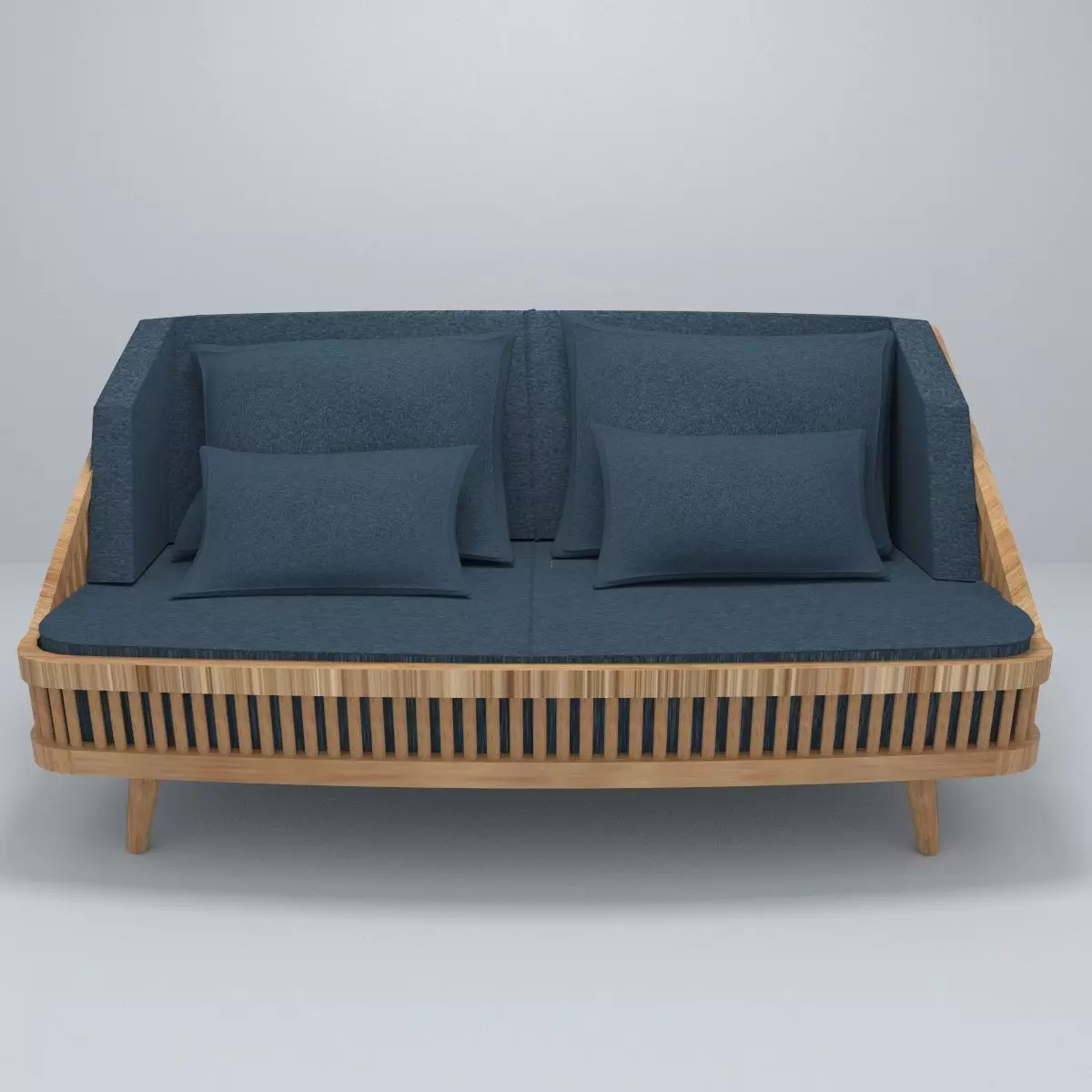 Modern Wood Sofa model Low-poly 3D model_0
