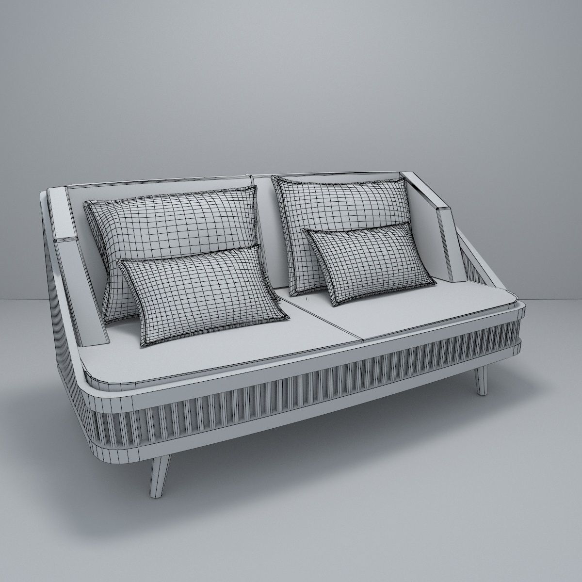 Modern Wood Sofa model Low-poly 3D model_5