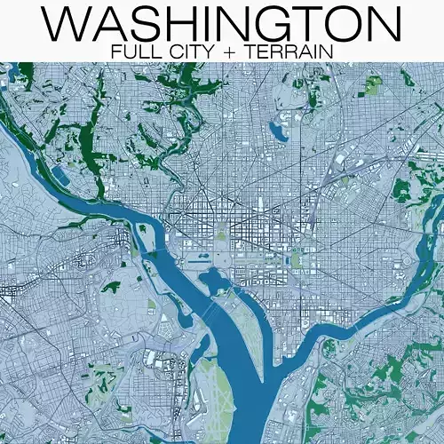 Washington with Terrain 3D model